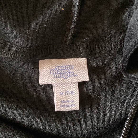 More Than Magic Black Velour Hoodie Jacket Sequin Stripe Girls Medium 7/8 - Picture 3 of 5